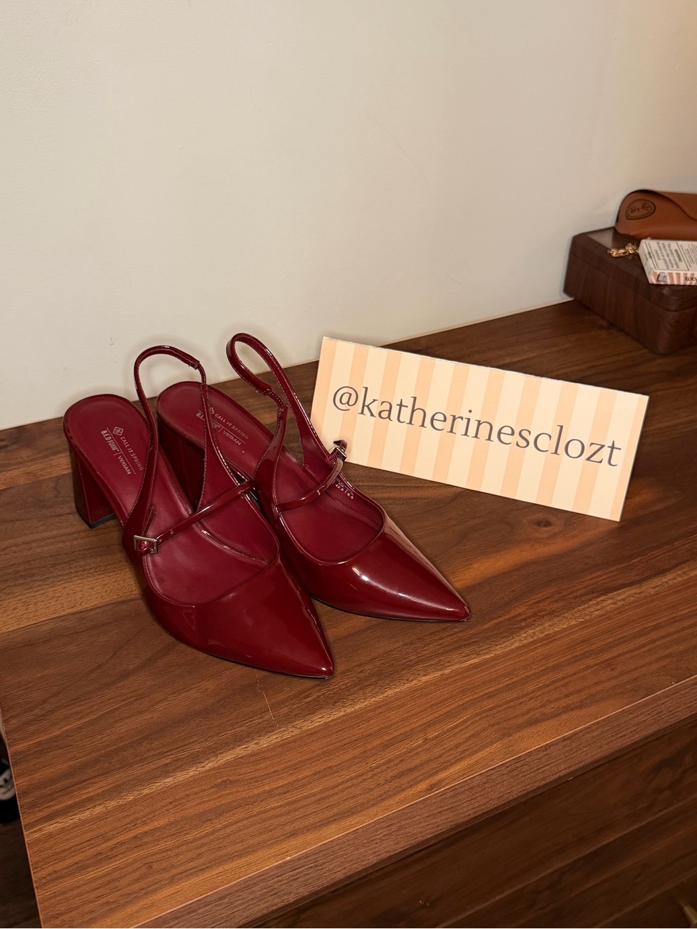 Women's Pointed Slingback Pumps in Burgundy